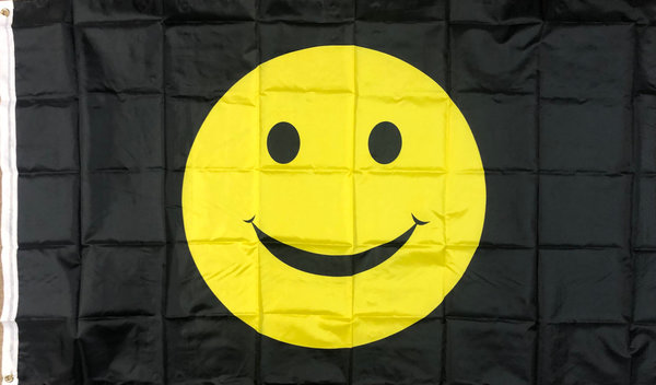 Smiley Fahne 150 x 90 cm Emoji Schwarz