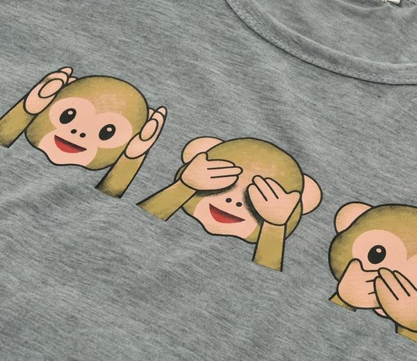 Emoji Affen T-Shirt Smiley GRAU Gr.