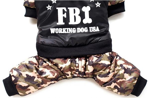 Hundejacke Leder Look FBI Camouflage