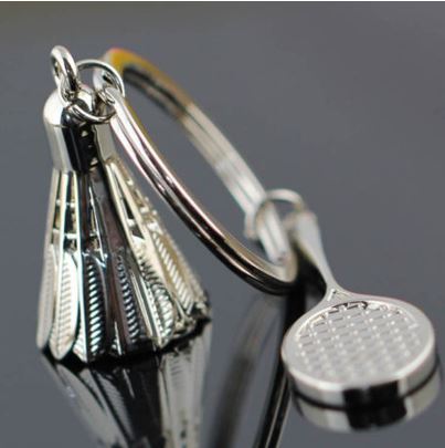 Schlüsselanhänger Badminton Metall Silber