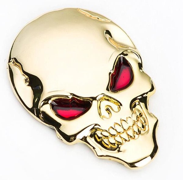 3D Totenkopf Aufkleber Augen GOLD Sticker Skull Patch Badge