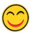 Badge Aufnäher Smiley Emoji lachen Frau