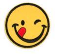 Badge Aufnäher Smiley Emoji Zunge Raus