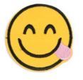 Badge Aufnäher Smiley Emoji Zunge rose
