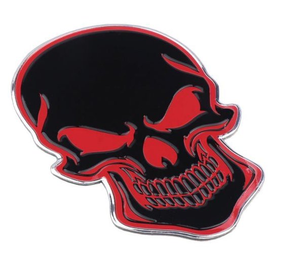 3D Aluminium Totenkopf Sticker Rot Black