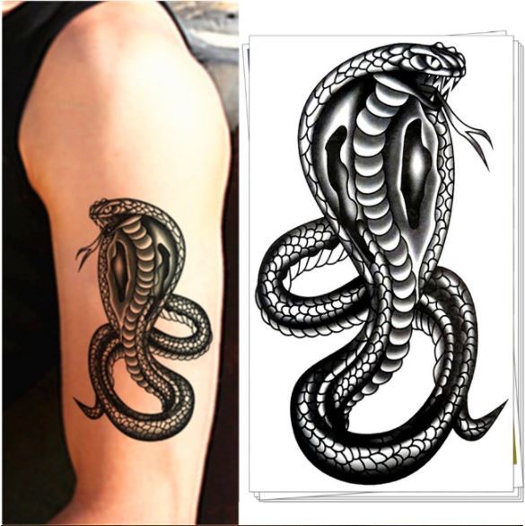 3D Temporär Tattoo Cobra Schlange Snake