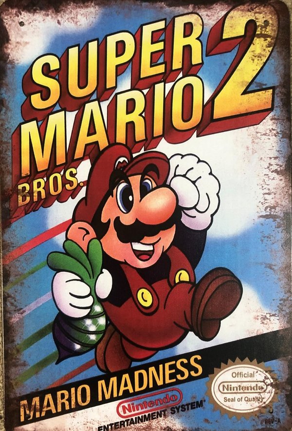 Retro Super Mario 2 Blechschild Schild