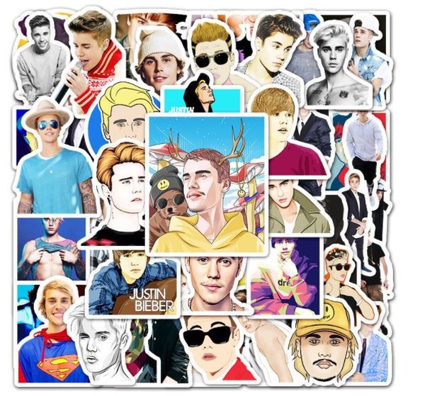 50 tlg Stickerset Justin Bieber Pop