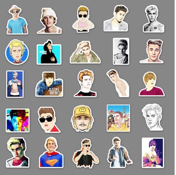 50 tlg Stickerset Justin Bieber Pop