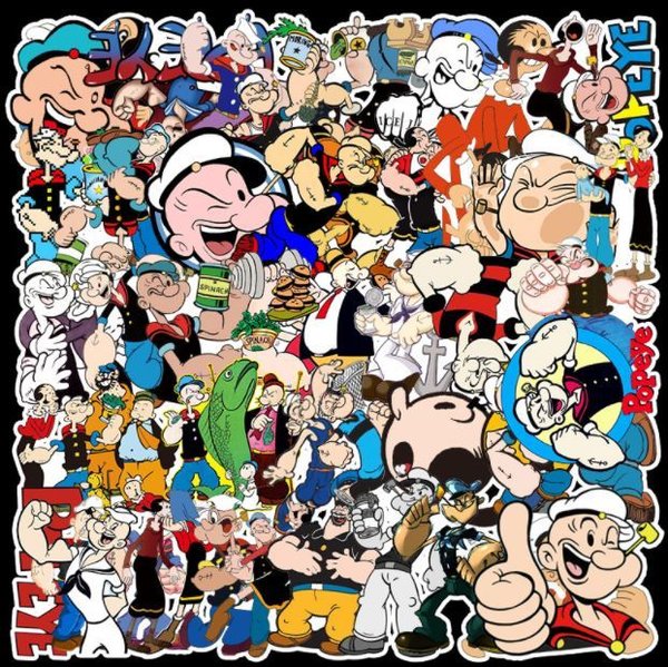 50 tlg Stickerset Popeye Comic Spinat