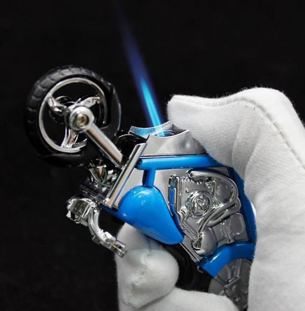 Motorrad Feuerzeug Lighter Anzünder Blau