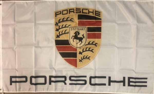 Porsche Fahne Weiss 150 x 90 cm 911