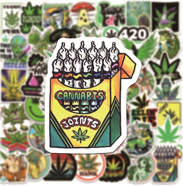 50 Tlg Stickerset Marihuana Aufkleber