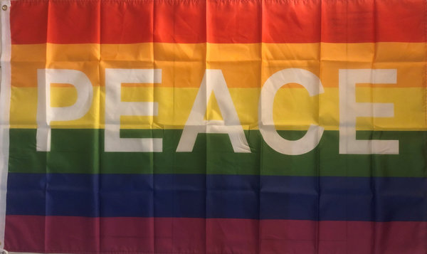 Regenbogenfahne Peace Frieden Fahne Pace Anti Krieg War