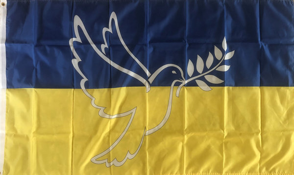 Ukraine Fahne mit Friedenstaube Kiev Peace Dove No War Flag