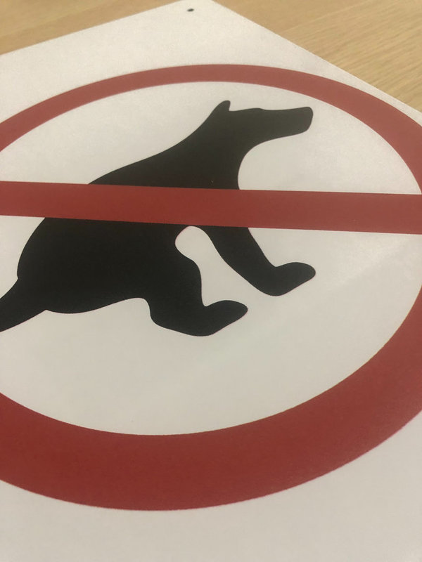 Blechschild Hunde verboten Wiese Kot Dog