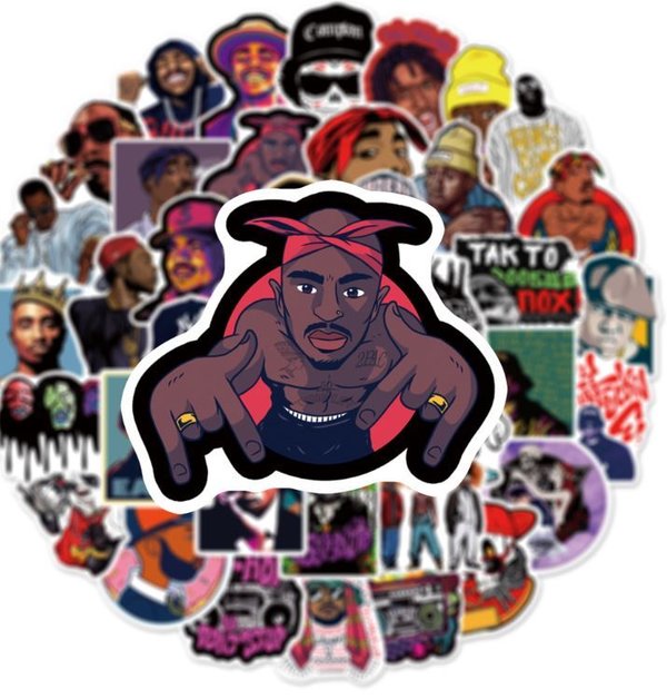 50 tlg Stickerset Rap HipHop 2Pac Jay-Z Notorious P Diddy