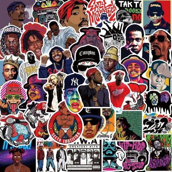 50 tlg Stickerset Rap HipHop 2Pac Jay-Z Notorious P Diddy