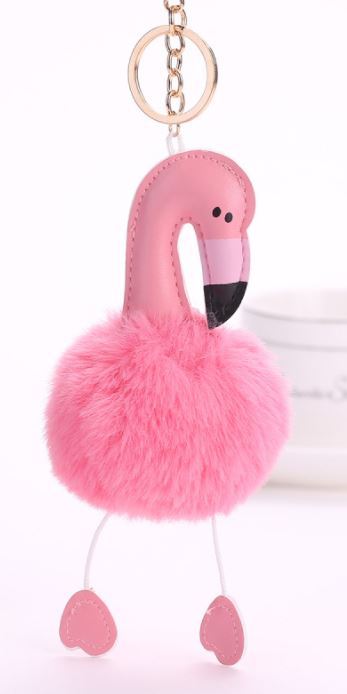 Flamingo Anhänger Schlüsselanhänger Pink Plüsch Fell