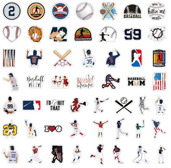 50 tlg Stickerset Baseball World Series MLB USA Schläger