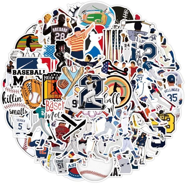 50 tlg Stickerset Baseball World Series MLB USA Schläger