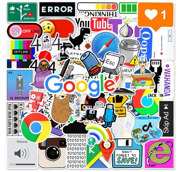 50 tlg Stickerset Internet Google Safari Chrome Explorer Web