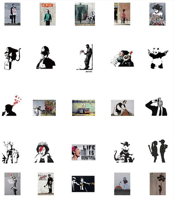 50 tlg Stickers Banksy Street Art Aufklber Graffiti Kunst