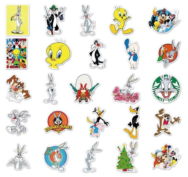 50 tlg Stickerset Bugs Bunny Cartoon Serie Aufkleber Hase