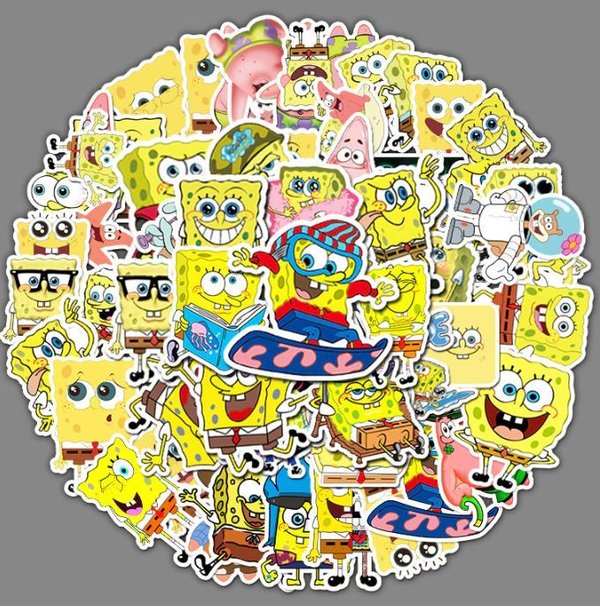 50 tlg Stickerset Spongebob Schwammkopf Patrick Sheldon DVD
