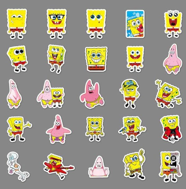 50 tlg Stickerset Spongebob Schwammkopf Patrick Sheldon DVD