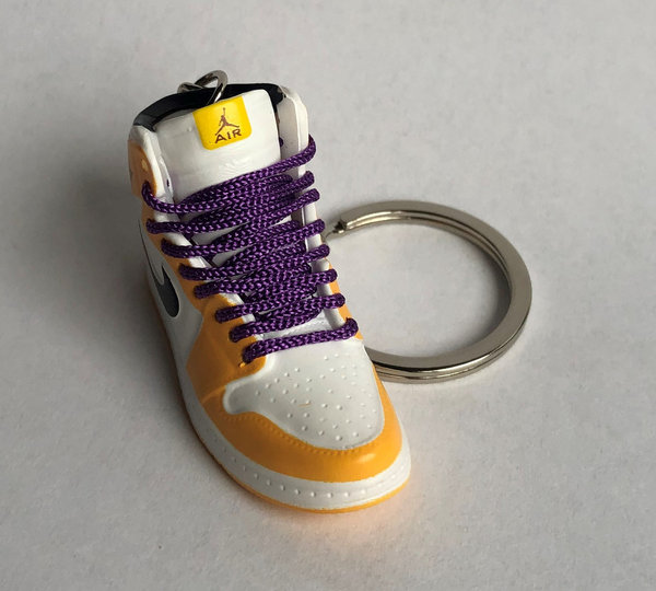 Nike Air Jordan 1 Schlüsselanhänger Sneaker Gelb Violett NBA Keychain Sneaker Basketballschuhe
