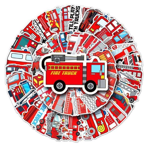 50 tlg Stickerset Feuerwehr Feuerwehrmann Firefighter Auto